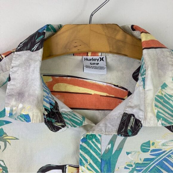 HURLEY shirt | BUTTON UP | SIZE S  | tropical | toucan print |COTTON/ELASTANE - Picture 3 of 8